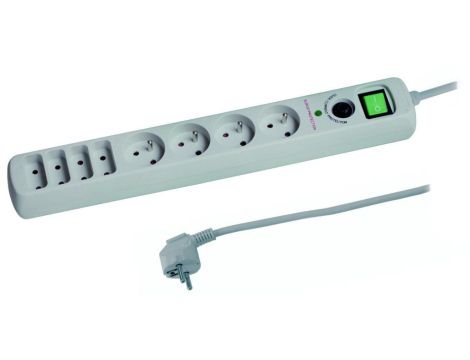 Przedłużacz 8-gniazdowy, 1,5m z filtrem przepięciowym, z wyłącznikiem, 3x1,0mm OWY 25026