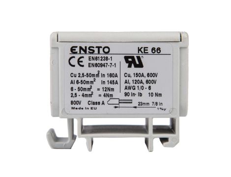 Złączka szynowa 1-biegunowa 2-przewodowa 2,5-50mm2 szara KE66