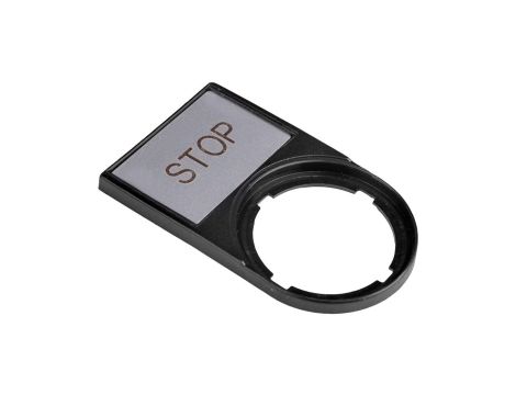 Tabliczka opisowa STOP 50x30mm czarna prostokątna M22S-ST-GB0 216494