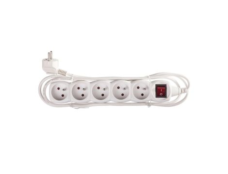 Przedłużacz z wyłącznikiem 5-gniazd z/u 2m /H05VV-F 3G1/ biały P1512