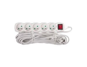 Przedłużacz z wyłącznikiem 5-gniazd z/u 7m /H05VV-F 3G1/ biały P1517