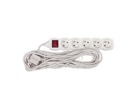 Przedłużacz z wyłącznikiem 5-gniazd z/u 10m /H05VV-F 3G1/ biały P1510