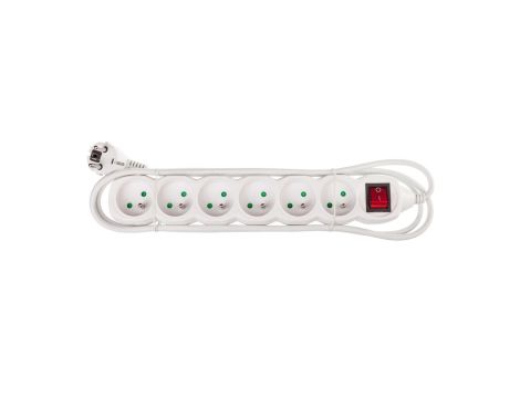 Przedłużacz z wyłącznikiem 6-gniazd z/u 2m /H05VV-F 3G1/ biały P1612