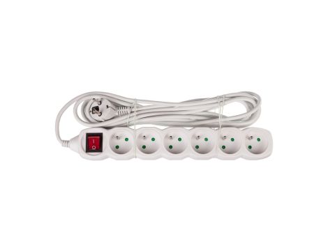 Przedłużacz z wyłącznikiem 6-gniazd z/u 5m /H05VV-F 3G1/ biały P1615