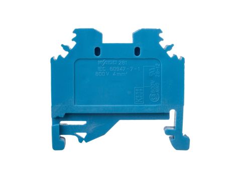 Złączka szynowa 2-przewodowa 4mm2 niebieska 281-104