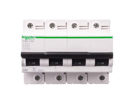 Wyłącznik nadprądowy 4P C 80A 6kA AC iC120N A9N18372