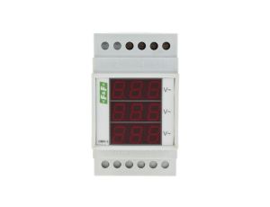 Woltomierz 3-fazowy cyfrowy modułowy 100-300V AC dokładność 1 DMV-3