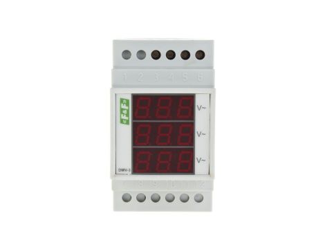 Woltomierz 3-fazowy cyfrowy modułowy 100-300V AC dokładność 1 DMV-3