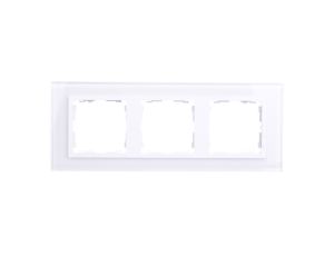 Simon 82 Ramka potrójna pozioma szklana natural/ ramka pośrednia biała 82637-60