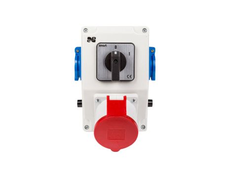Zestaw instalacyjny z gniazdem 32A 5P+2x2P+Z RS-Z (0-1) czerwony 6276-00