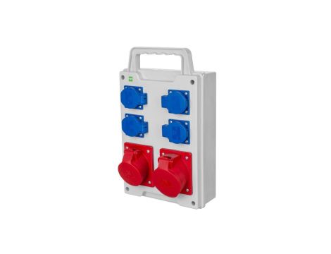 Rozdzielnica budowlana przenośna RS-P 4x2P+Z, 16A/5P, 32A/5P, IP44 6214-00