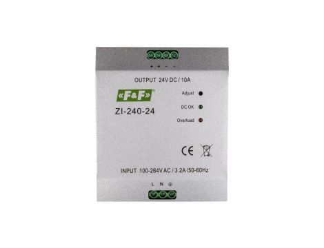 Zasilacz impulsowy 230VAC/24VDC 240W 10A ZI-240-24V