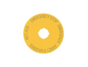 Tabliczka opisowa żółta okrągła fi90 EMERGENCY STOP M22-XAK1 216465