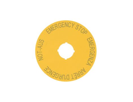 Tabliczka opisowa żółta okrągła fi90 EMERGENCY STOP M22-XAK1 216465