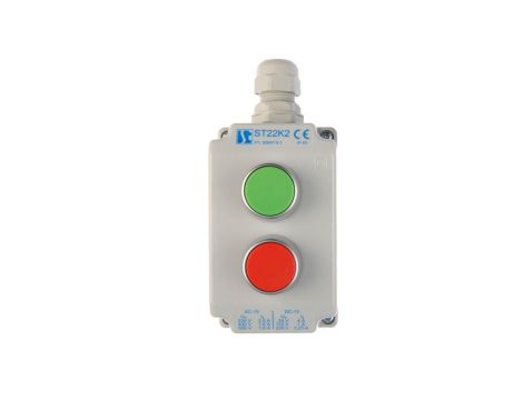 Kaseta sterownicza 2-otworowa z przyciskami zielony/czerwony IP65 ST22K2\01-1