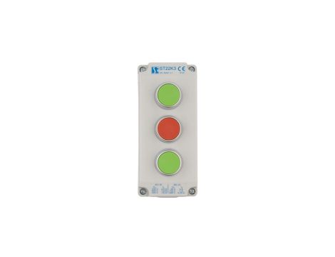 Kaseta sterownicza 3-otworowa z przyciskami zielony/czerwony/zielony IP65 ST22K3\02-1