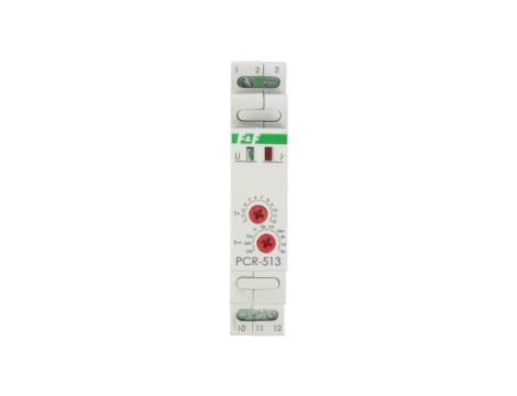 Przekaźnik czasowy 1P 10A 0,1sek-576h 24V AC/DC opóźnione załączenie PCR-513-24V