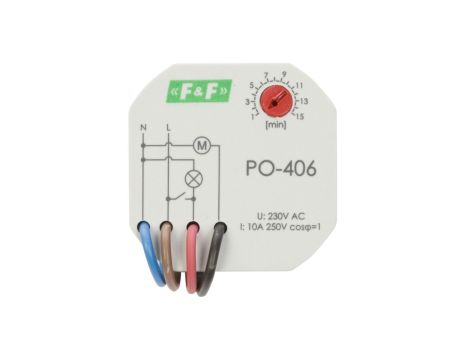 Przekaźnik czasowy 1Z 10A 1-15min 230V AC opóźnione odpadanie PO-406