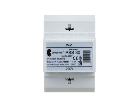 Transformator 1-fazowy modułowy bezpieczeństwa PSS 30 230/ 24V 1,25A, na szynę DIN, IP30, Ta 40, 16024-9997