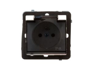 SONATA Gniazdo bryzgoszczelne z/u IP44 klapka przezroczysta ecru GPH-1RZ/m/27/d