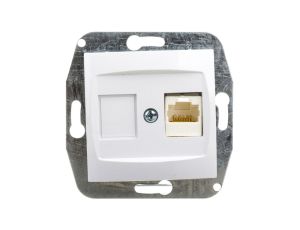 CARLA Gniazdo komputerowe pojedyncze RJ45 cat 5e białe 1748-10