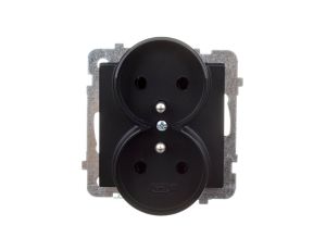 SONATA Gniazdo podwójne z/u czarny metalik GP-2RRZ/m/33