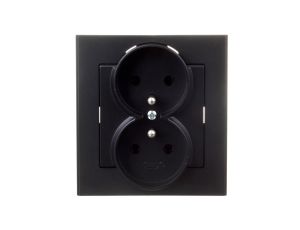 SONATA Gniazdo podwójne z/u czarny metalik GP-2RZ/33