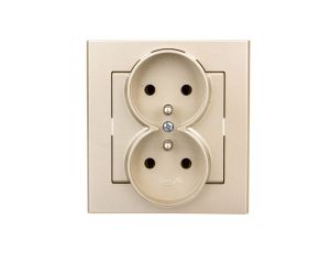 SONATA Gniazdo podwójne z/u szampański złoty GP-2RZ/39