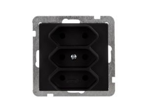 SONATA Gniazdo potrójne b/u 2,5A EURO czarny metalik GP-3R/m/33