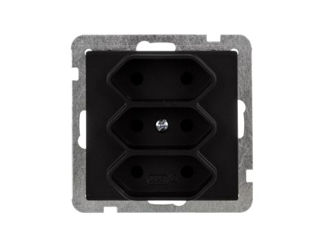 SONATA Gniazdo potrójne b/u 2,5A EURO czarny metalik GP-3R/m/33