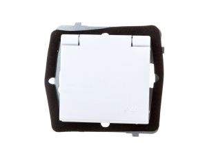 SONATA Gniazdo bryzgoszczelne z/u IP44 klapka biała GPH-1RZ/m/00/w