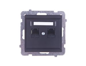 SONATA Gniazdo komputerowe podwójne 2xRJ45 kat.5e czarny metalik KRONE GPK-2R/K/m/33