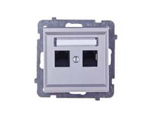 SONATA Gniazdo komputerowe podwójne 2xRJ45 kat.5e srebro mat KRONE GPK-2R/K/m/38
