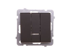 SONATA Łącznik potrójny z podświetleniem czarny mat ŁP-13RS/m/33
