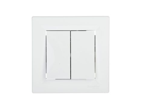 Przycisk Asfora podwójny zaciski śrubowe biały z ramką EPH1100321