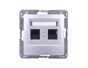IMPRESJA Gniazdo komputerowe podwójne RJ45 kat.5e MMC srebrne GPK-2Y/K/m/18