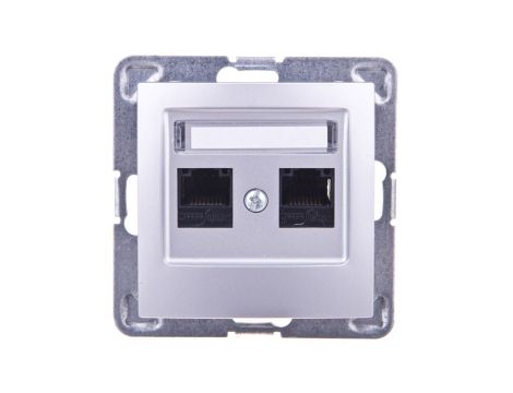IMPRESJA Gniazdo komputerowe podwójne RJ45 kat.5e MMC srebrne GPK-2Y/K/m/18