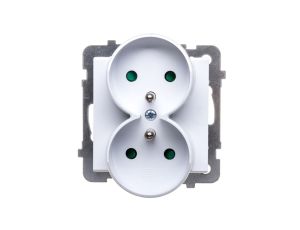 SONATA Gniazdo podwójne z/u z przesłonami białe GP-2RRZP/m/00