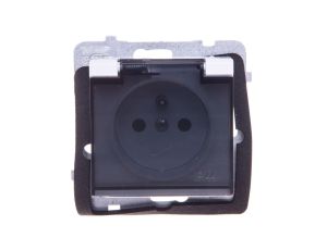 SONATA Gniazdo bryzgoszczelne z/u IP44 z przesłonami klapka przezroczysta białe GPH-1RZP/m/00/d