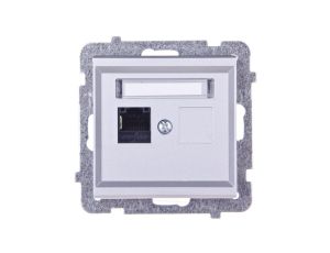 SONATA Gniazdo komputerowe pojedyncze RJ45 kat.5e srebro mat KRONE GPK-1R/K/m/38