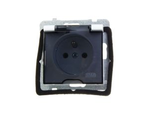 AS Gniazdo bryzgoszczelne z/u IP44 klapka przezroczysta białe GPH-1GZ/m/00/d