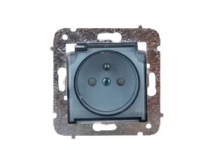 CARLA Gniazdo pojedyncze z/u IP44 z klapką transparentną i przesłonami białe 1766-10