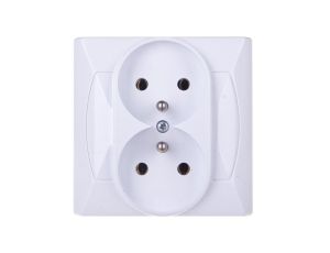 AKCENT Gniazdo podwójne z/u białe GP-2AZ/00