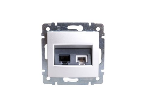 VALENA Gniazdo teleinformatyczne RJ11 RJ45 kat.6 UTP aluminium 770280
