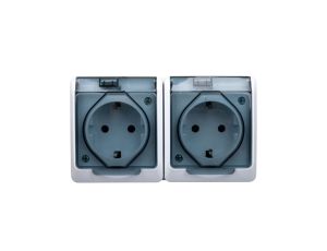 Hermes Gniazdo hermetyczne Schuko z/u z klapką dymną 16A IP44 białe 0325-01