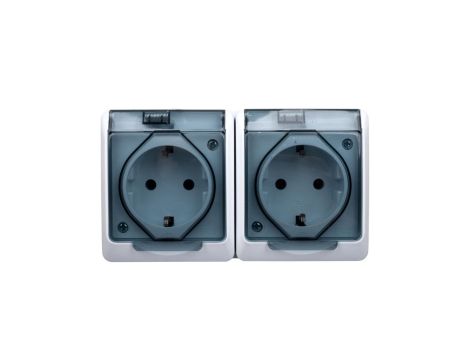 Hermes Gniazdo hermetyczne Schuko z/u z klapką dymną 16A IP44 białe 0325-01
