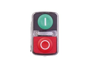 Przycisk sterowniczy 22mm podwójny czerwono/zielony 1Z 1R z samopowrotu z podświetleniem 24V AC/DC XB4BW73731B5