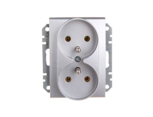Sedna Gniazdo podwójne z/u 16A aluminium SDN2800960