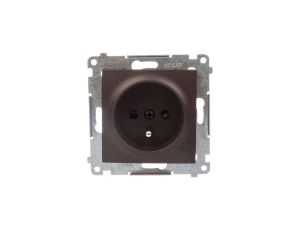 Simon 54 Gniazdo pojedyncze z/u 16A IP20 z przesłoną torów, szybkozłącza, brąz mat DGZ1CZ.01/46