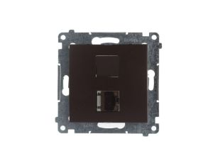 Simon 54 Gniazdo komputerowe pojedyncze RJ45 kat.6 ekranowane z przesłoną brąz mat D61E.01/46